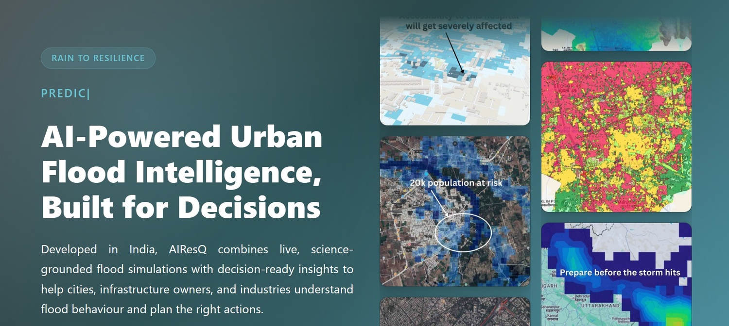 AIResQ urban flood maps, simulations, and decision-support views
